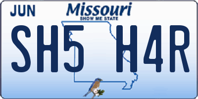 MO license plate SH5H4R