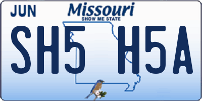 MO license plate SH5H5A
