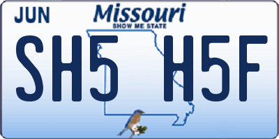 MO license plate SH5H5F