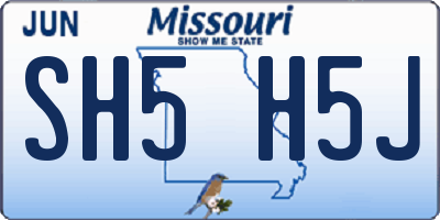 MO license plate SH5H5J