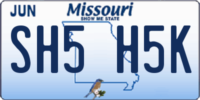 MO license plate SH5H5K