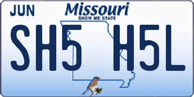 MO license plate SH5H5L