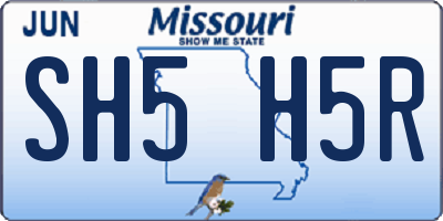 MO license plate SH5H5R