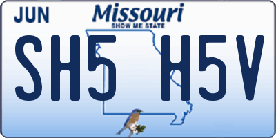 MO license plate SH5H5V