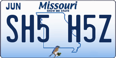 MO license plate SH5H5Z