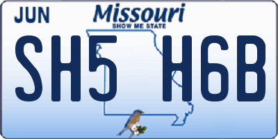 MO license plate SH5H6B