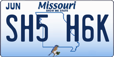 MO license plate SH5H6K