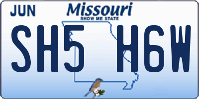 MO license plate SH5H6W