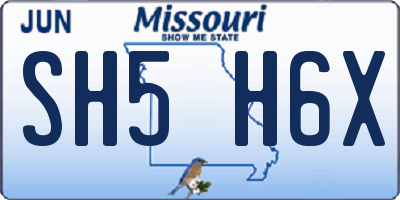 MO license plate SH5H6X