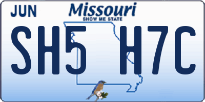 MO license plate SH5H7C