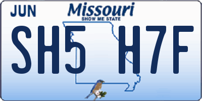 MO license plate SH5H7F