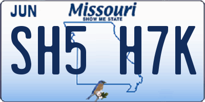 MO license plate SH5H7K