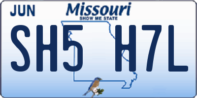 MO license plate SH5H7L