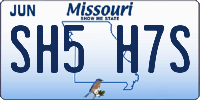 MO license plate SH5H7S