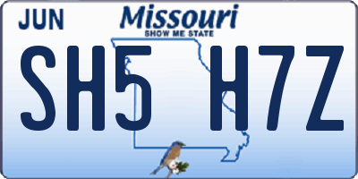 MO license plate SH5H7Z
