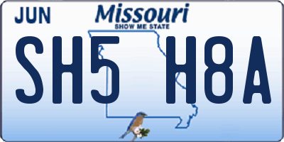 MO license plate SH5H8A