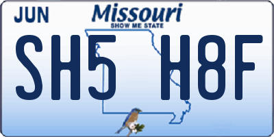 MO license plate SH5H8F
