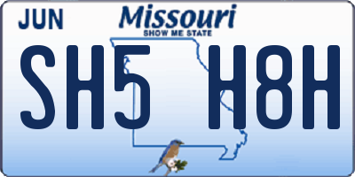 MO license plate SH5H8H