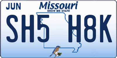 MO license plate SH5H8K