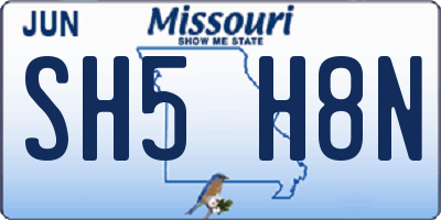 MO license plate SH5H8N