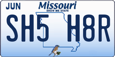 MO license plate SH5H8R