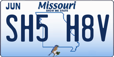 MO license plate SH5H8V