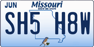 MO license plate SH5H8W