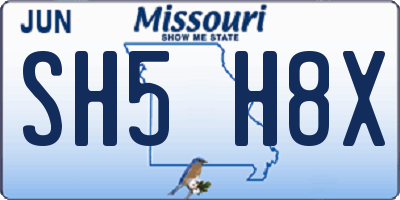 MO license plate SH5H8X