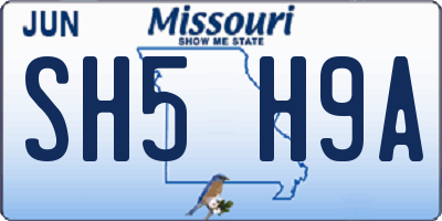 MO license plate SH5H9A