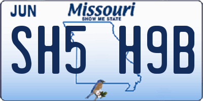 MO license plate SH5H9B