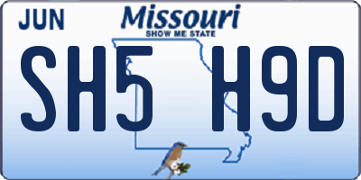 MO license plate SH5H9D
