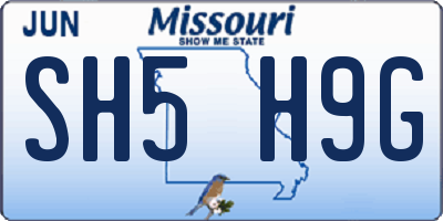 MO license plate SH5H9G