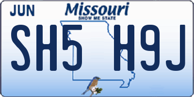MO license plate SH5H9J