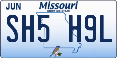 MO license plate SH5H9L