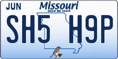 MO license plate SH5H9P