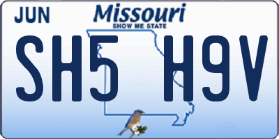 MO license plate SH5H9V