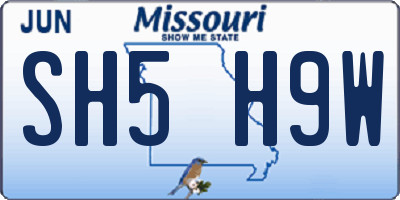 MO license plate SH5H9W