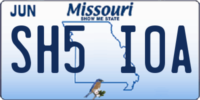 MO license plate SH5I0A