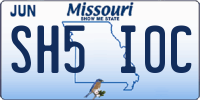 MO license plate SH5I0C