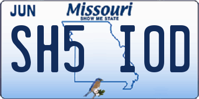 MO license plate SH5I0D