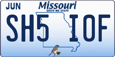MO license plate SH5I0F