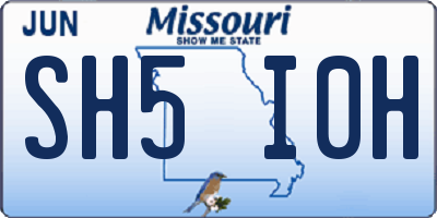 MO license plate SH5I0H