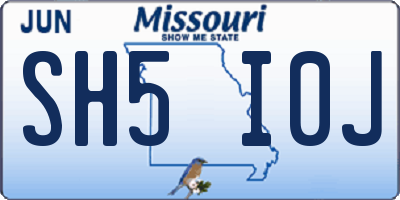 MO license plate SH5I0J