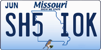MO license plate SH5I0K