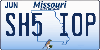 MO license plate SH5I0P