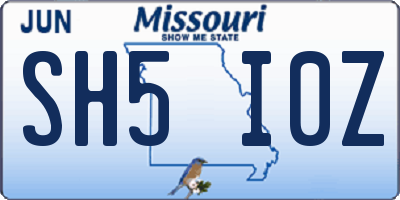 MO license plate SH5I0Z