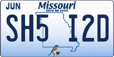 MO license plate SH5I2D