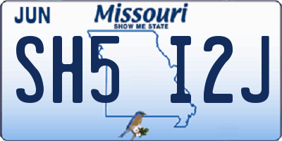 MO license plate SH5I2J