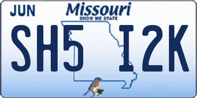 MO license plate SH5I2K