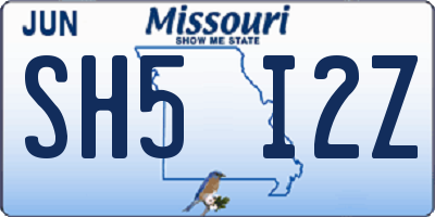 MO license plate SH5I2Z